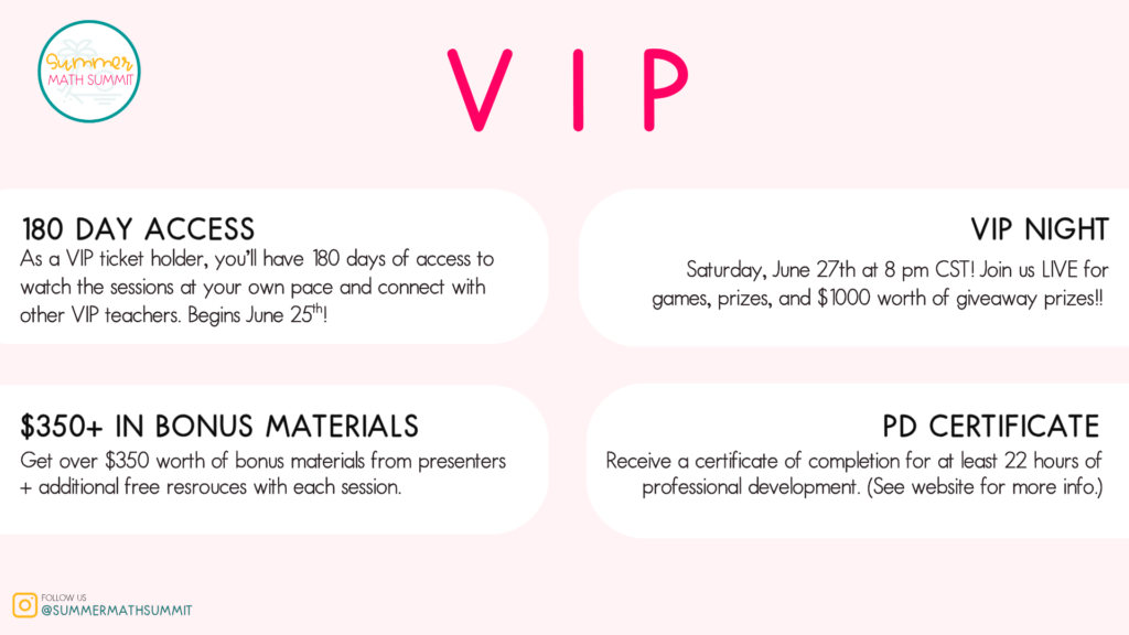 Summer Math Summit VIP Ticket
