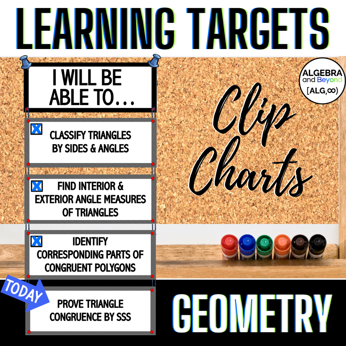 Geometry learning targets clip chart for classroom objectives