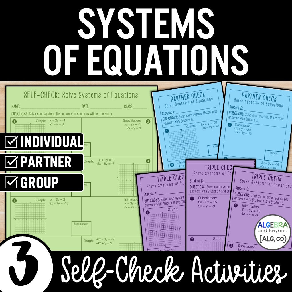 Systems of equations self-check review activities